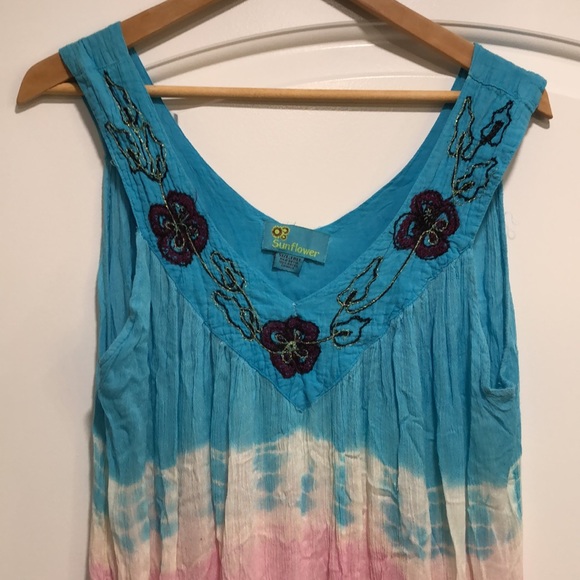 SUNFLOWER Batik Tie Dye Boho Maxi Dress - Made in India - Picture 5 of 7